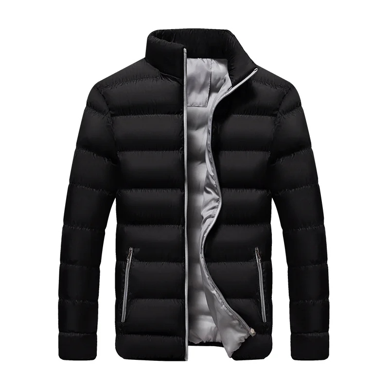 2022 New Men's Stand Collar Winter Coat Cotton Coat Thickened Warm Parker Solid Color Fashion Street Style M-4XL