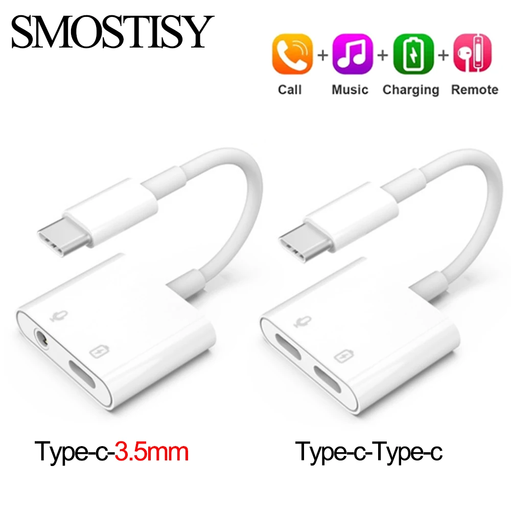 Кабель-переходник 2 в 1 с разъемом Type-C для наушников Samsung S21/S20/Huawei/Xiaomi - купить по