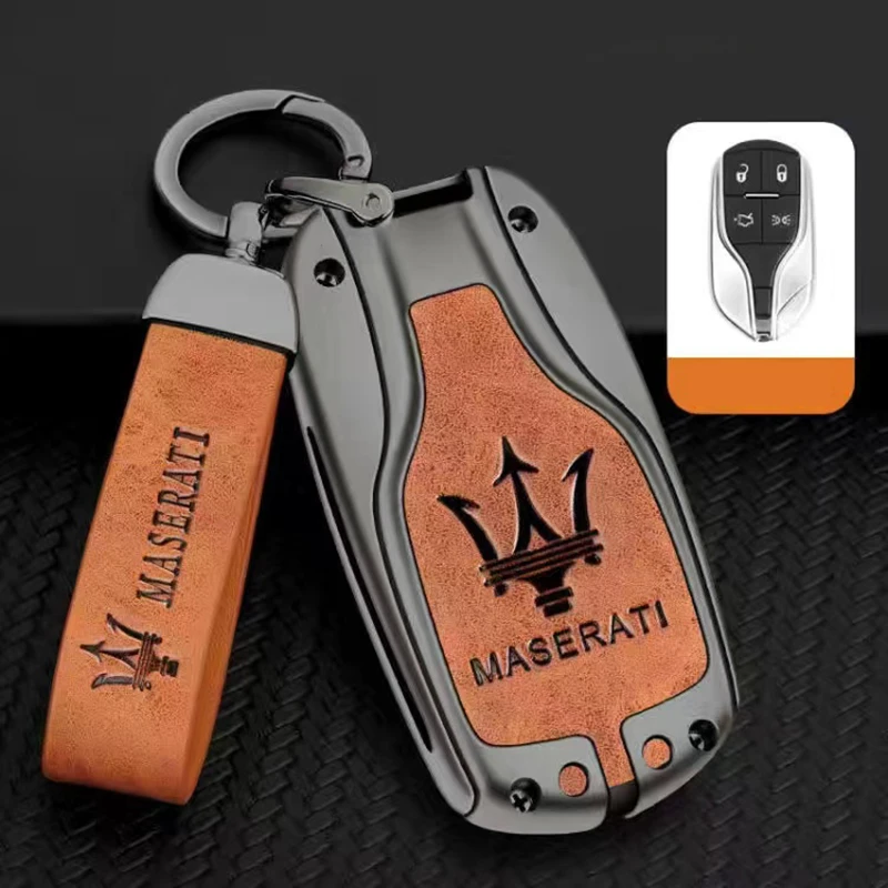 

Car Key Case With Keychain Car Key Cover Shell Fob For Maserati Levante Ghibli Quattroporte GT Granturism GranCabrio Accessories