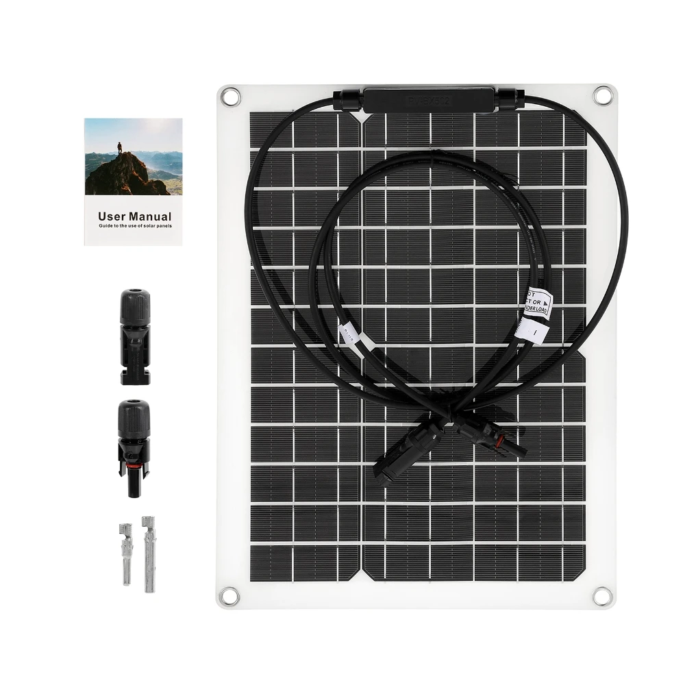50W Solar Panel Cell Semi-flexible Waterproof Outdoor Solar Power Supply RV Battery Charger Power Bank 60A Solar Controller