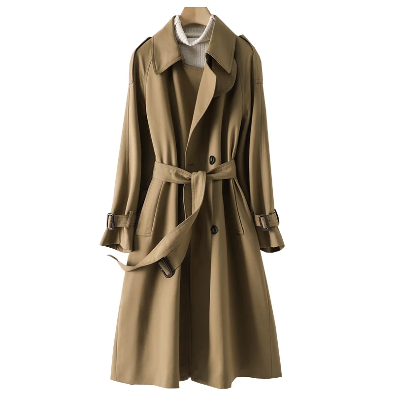 Тканый тренч Yao ~ Женский средней длины на весну и осень в британском стиле