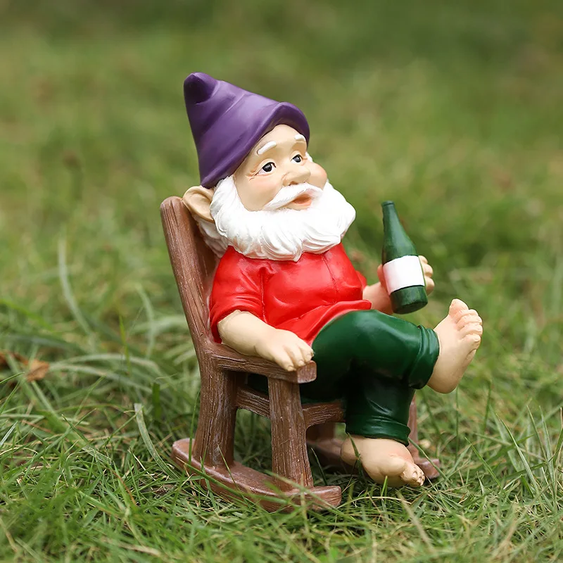 

Garden Decoration Rocking Chair Dwarf Cartoon Dardens Resin Crafts Birthday Christmas Gifts Home Yard Cake Ornament Decorations