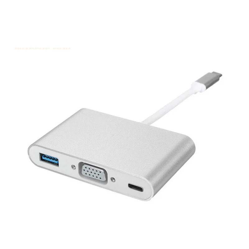 

20Pcs Cabletime-hub Usb-c Pra Vga, Usb 3 Em 1, Vga, Usb 3.0, Tipo C 3.1, Conversor 60hz Para Macbook Air/pro, Matebook X/13