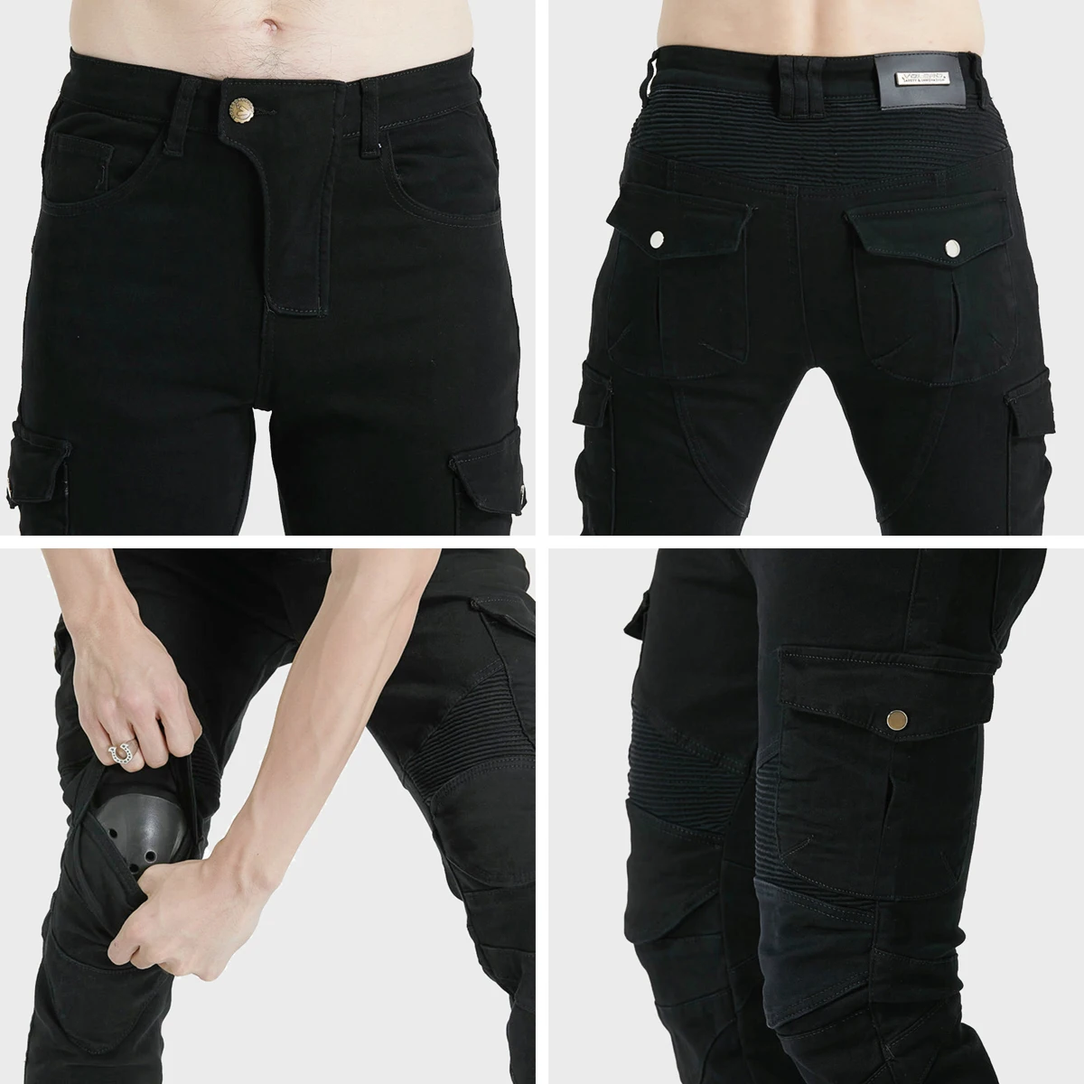 LOMENG Motorcycle Riding Jeans Biker Motocross Racing Slim Stretch Pants with CE Removable Armored for Men LMPM39