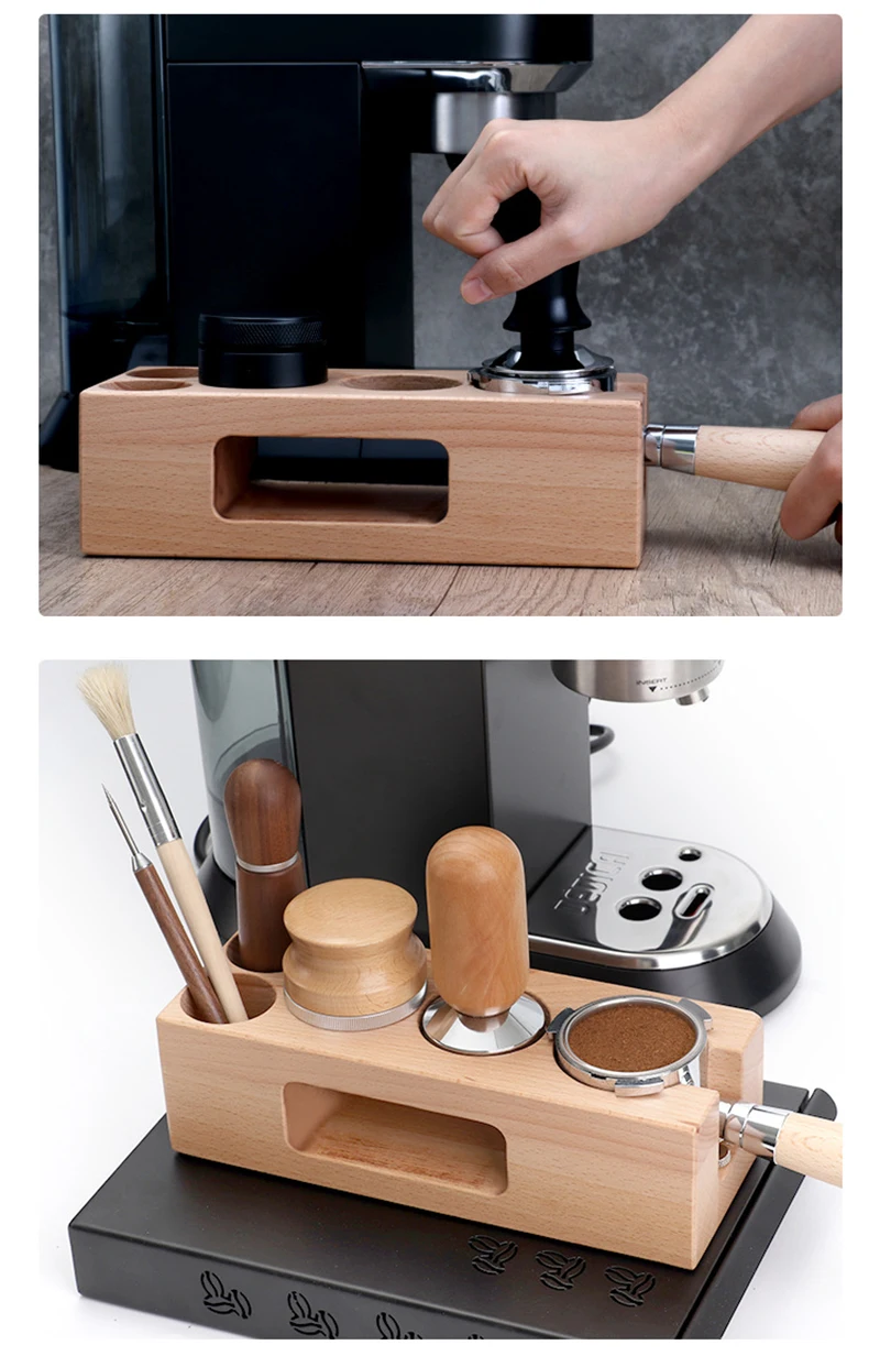 51мм/54мм/58мм держатель для темпера кофе стоит фильтра основы твердого дерева дистрибьютор мат стенд стойка инструменты аксессуары для создания эспрессо.