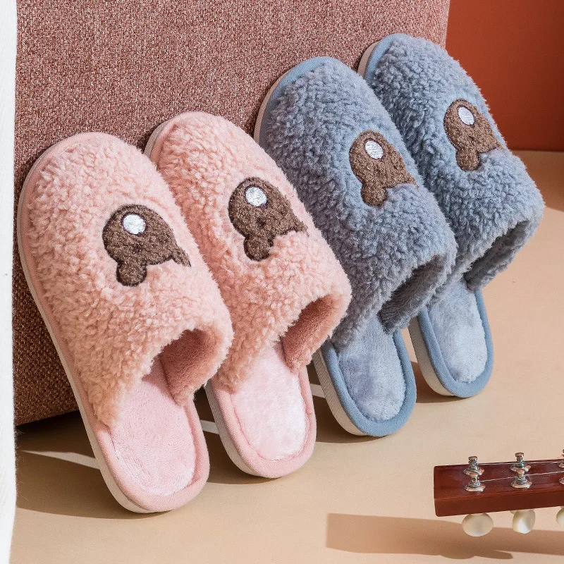 

2022 Plush Cotton Slippers Home Women's Autumn and Winter Indoor Thick Bottom Non-slip Warm Confinement Shoes