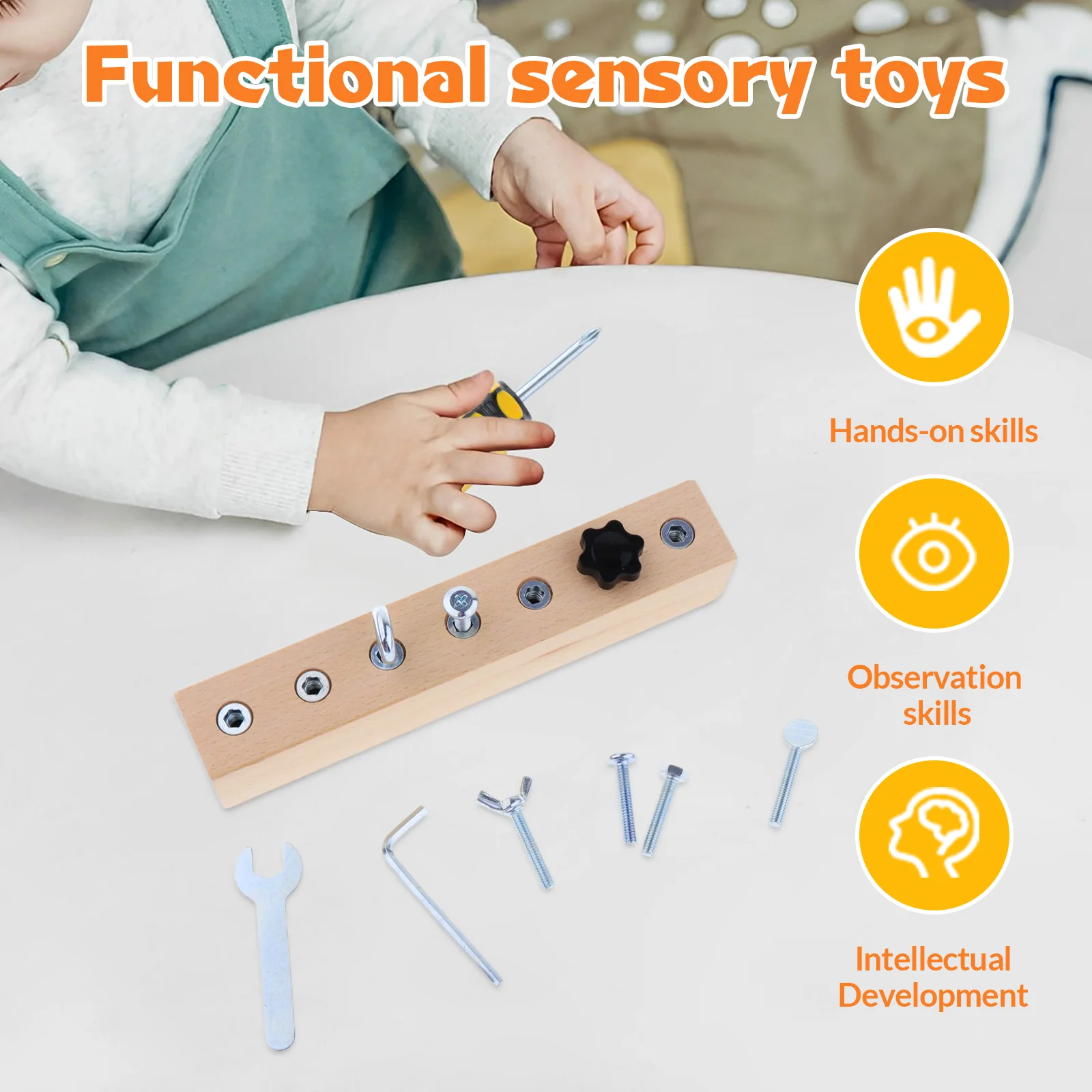 

Screwdriver Board Set Fine Motor Skills Montessori Busy Boards Screw Bolt Set Toys for Toddlers Children from 3 Years Preschool