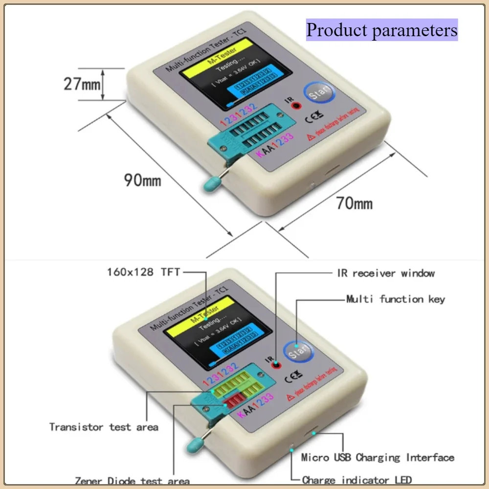 Мультиметр с ЖК-дисплеем LCR-TC1 1 8 &quotTFT тестер транзисторов диодный триод