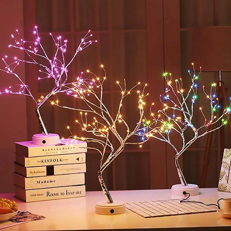 

Светодиодный ночсветильник с медной проволокой и питанием от USB для рождественской елки, настольная лампа на батарейках для дома, сказочное...