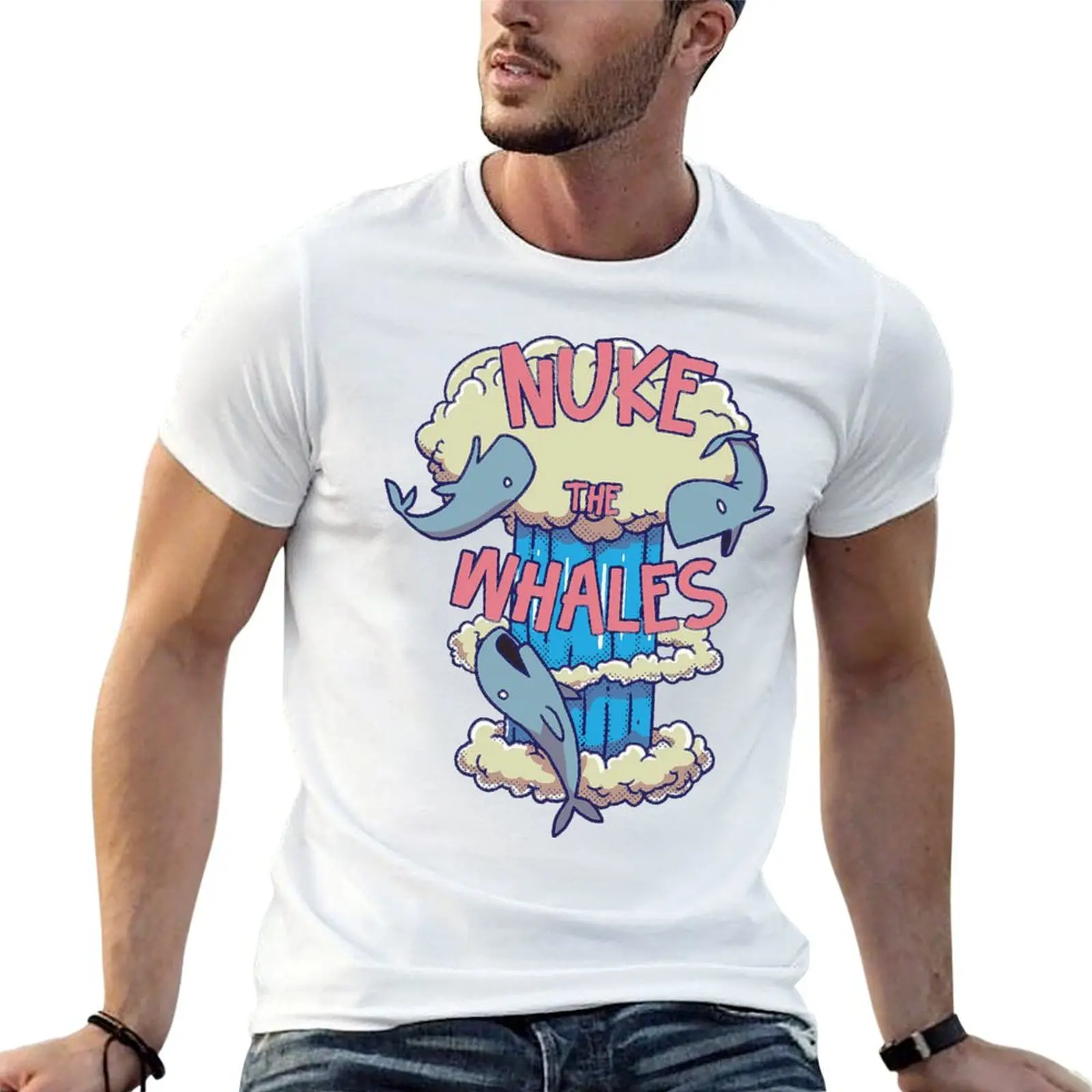 Фото Футболка NUKE THE WHALES, мужская футболка из 100% хлопка, дизайнерские футболки для мужчин, мягкая хлопковая футболка №1