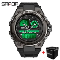 sanda brand watches for men 50m waterproof clock alarm reloj hombre dual display wristwatch quartz military watch sport new mens