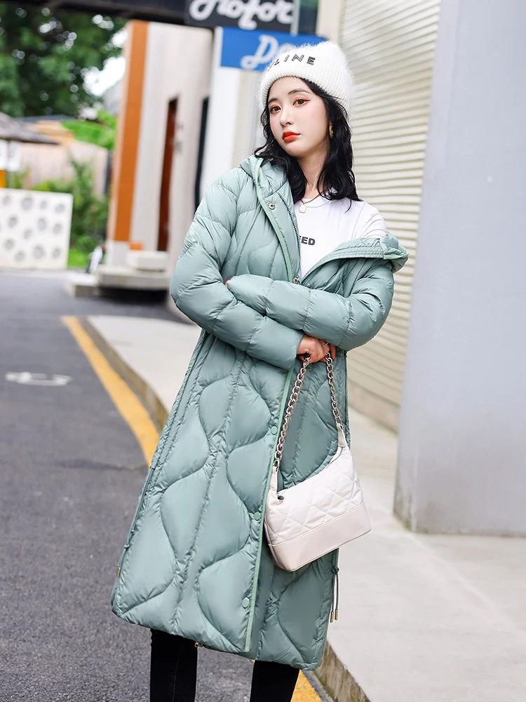 2022 New Winter Women Long Parkas Jackets Casual Warm Windproof Hooded Coat Female Winter Clothes Outwear With Belt