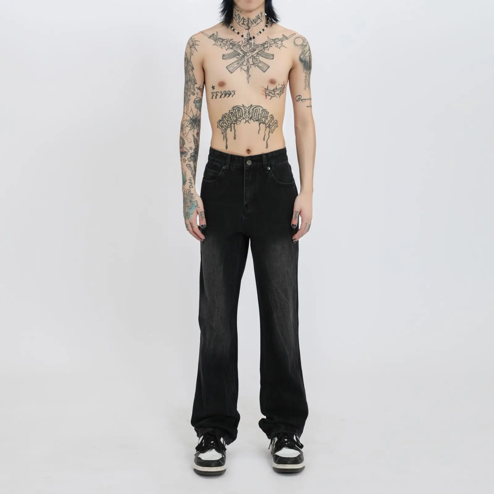 

Винтажные Черные Серые микро-расклешенные джинсы с молнией