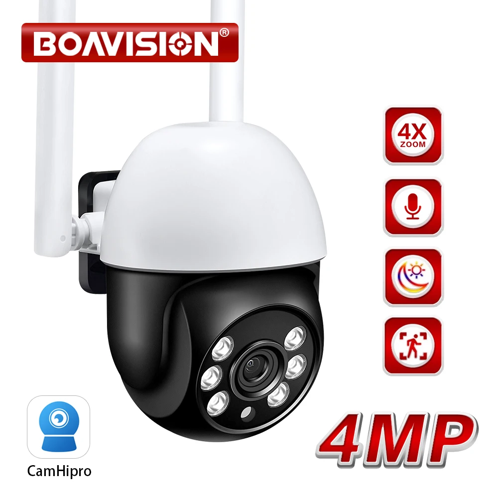 1.5''Mini WiFi Security IP Camera HD4MP 2MP 4X Digital Zoom 5V USB Interface Powered Human Tracking Outdoor PTZ Surveillance Cam