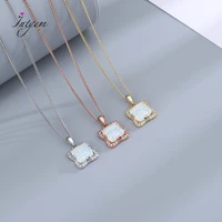 925 sterling silver square opal pendant necklace for women wedding jewelry inlaid zircon gold high quality luxury gift