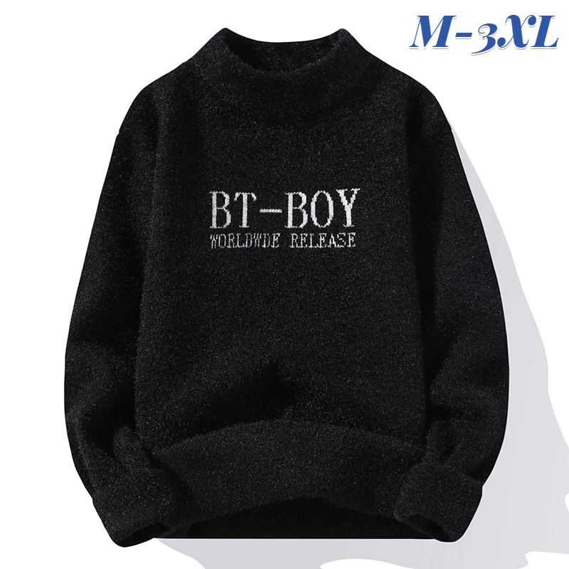 

Autumn and Winter Long-sleeved Warm Youth Sweater Casual Shopping Comfortable Soft Semi-high Collar Knitted Top