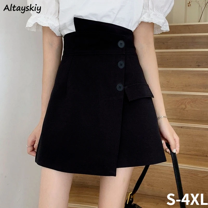 

Shorts Women Button Asymmetrical Tender French Cozy New Summer Trousers Femme Schoolgirls Vintage Elegant Leisure All-match Ins