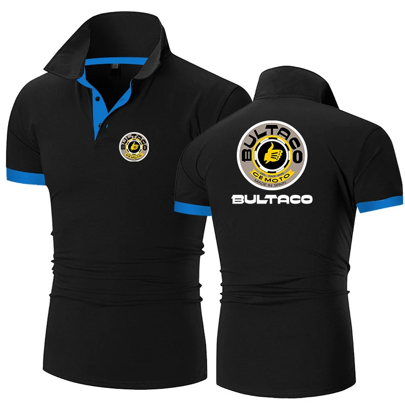 

2023 New Men's Printing Bultaco Cemoto Motorcycles Fashion Summer Short Sleeves Slim Fit Wild Classic Leisure Polo Shirt Tops