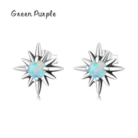 green purple minimalism 925 sterling silver stars opal stud earrings piercing ohrringe pendiente for women jewelry fashion party