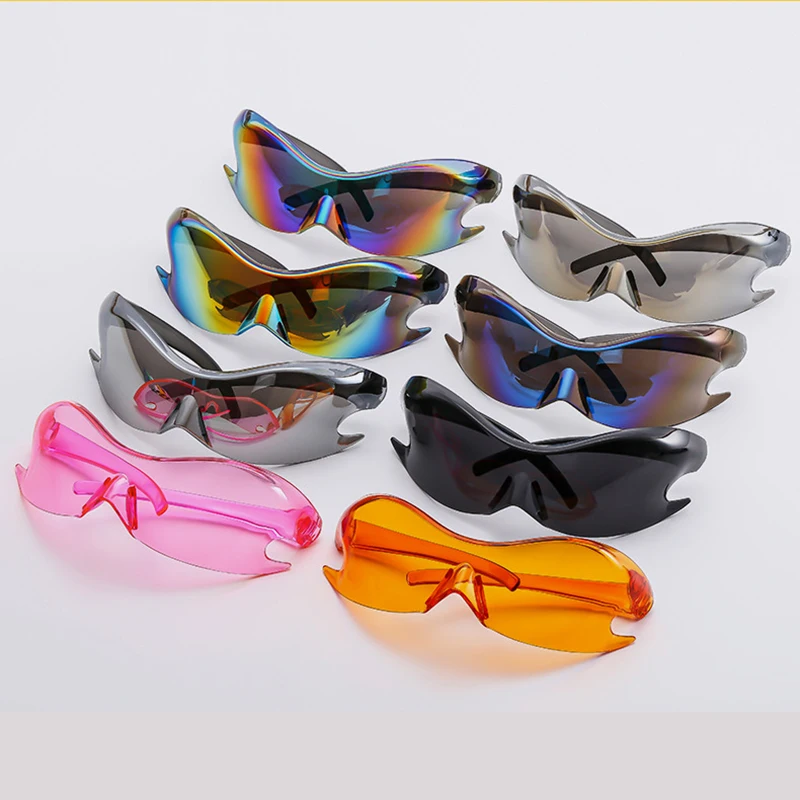 

Oversized Retro Cool Sunglasses Women Men Y2k Punk Riding One Piece Sun Glaase UV400 Women Brand Designer Rimless Eyewear Men