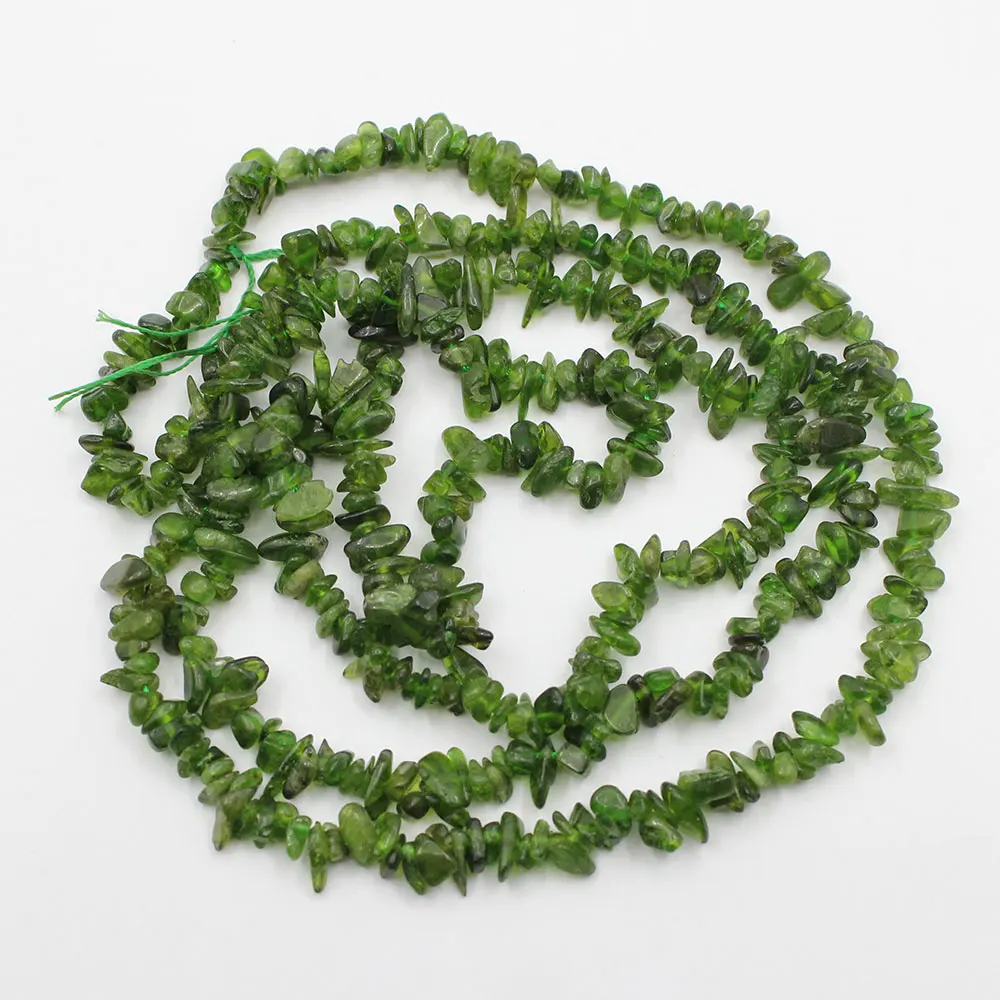 

APDGG 5x6mm Natural Green Chrome Diopside Freeform Nuggets Gemstone Long Chips Strand Jewelry Making DIY