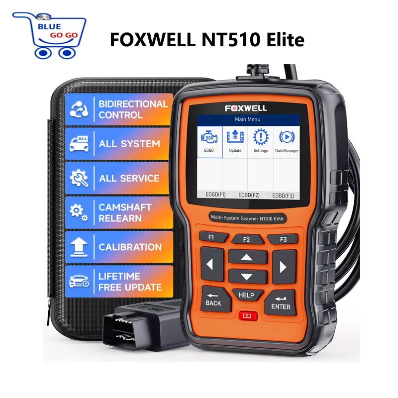 Фото Диагностический сканер FOXWELL NT510 Elite для Subaru OBD2: комплексная диагностика всех систем, считывание кодов, активные тесты, кодирование ЭБУ, инструмент для диагностики автомобилей OBD2 №1