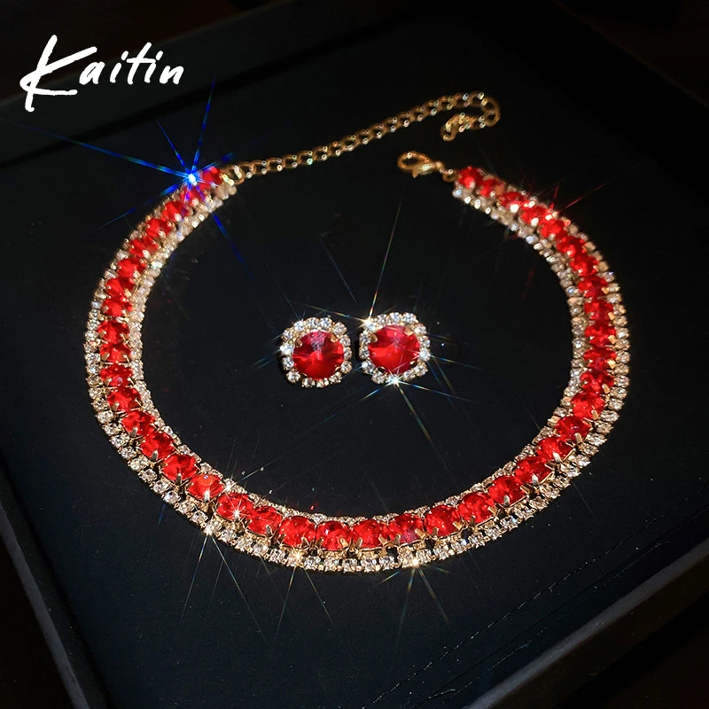 Инкрустированные стразами квадратное циркониевое ожерелье комплект серег для