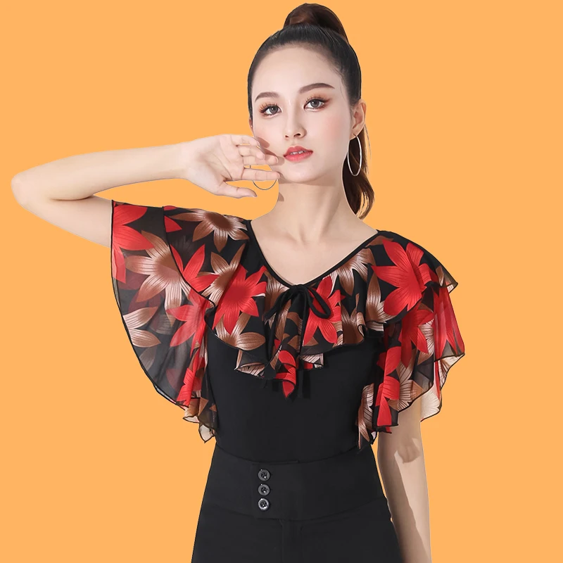 

Latin Dance Clothing New Female Adult Social National Standard Dance Training Clothes Jitba Modern Dance Top Latin Wear DQL8449