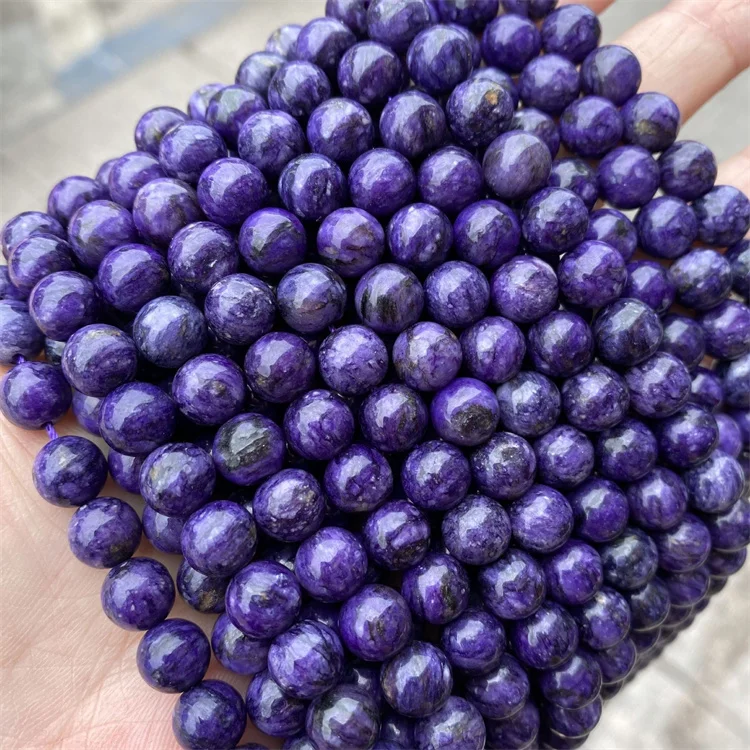 

Fahsion Trend Natural Optimized Charoite Round Loose Spacer Beads For Jewelry Making Bracelet DIY Earrings Accessories Gift Girl