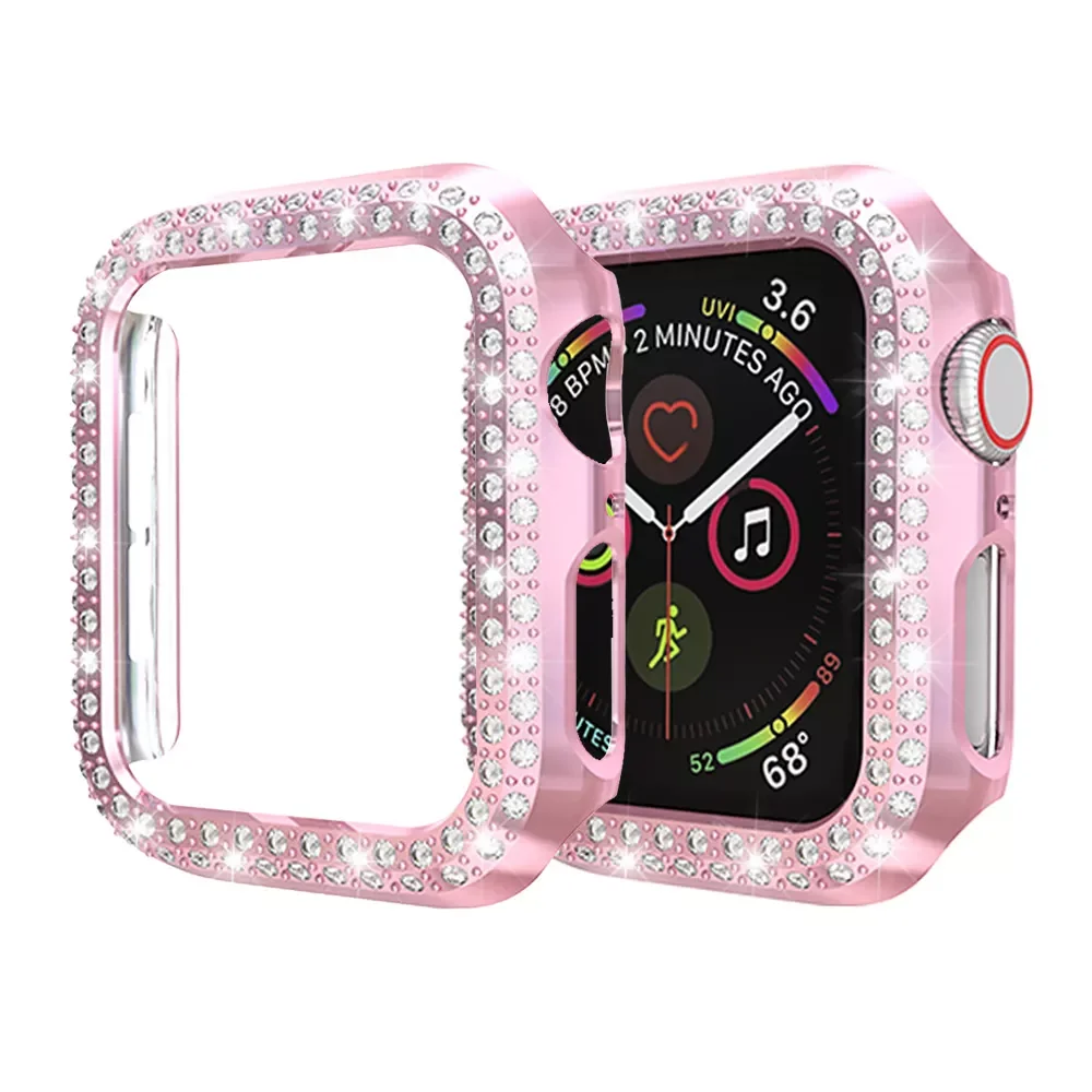 For Apple Watch 7 Series 6 SE 5 4 3 Case Women Diamond Style Cover for Iwatch 41mm 45mm 40mm 44mm 38mm 42mm Bumper Hard Shell