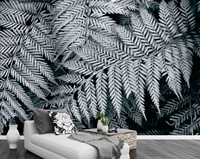 papel de parede custom 3d wallpaper mural black and white fern living room leaf texture background wall papel pintado