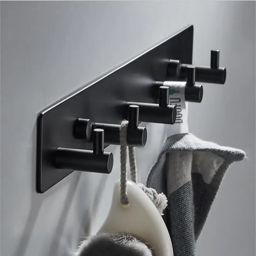

Black Robe Hook Bathroom Stainless Steel Towel Hook Bag Hat Hook Wall Mounted Clothes Coat Hook Wall Hanger Bathroom Hardware