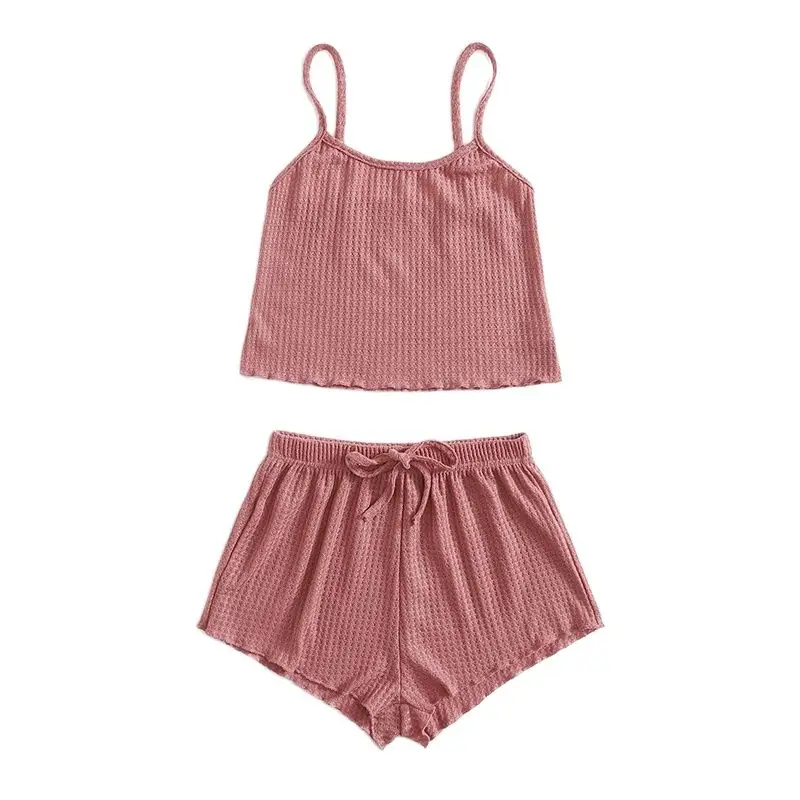 Summer Pajamas Set For Women Soft Comfortable Short Sleeve T-Shirts & Shorts Loose Home Wear Strap Underwear