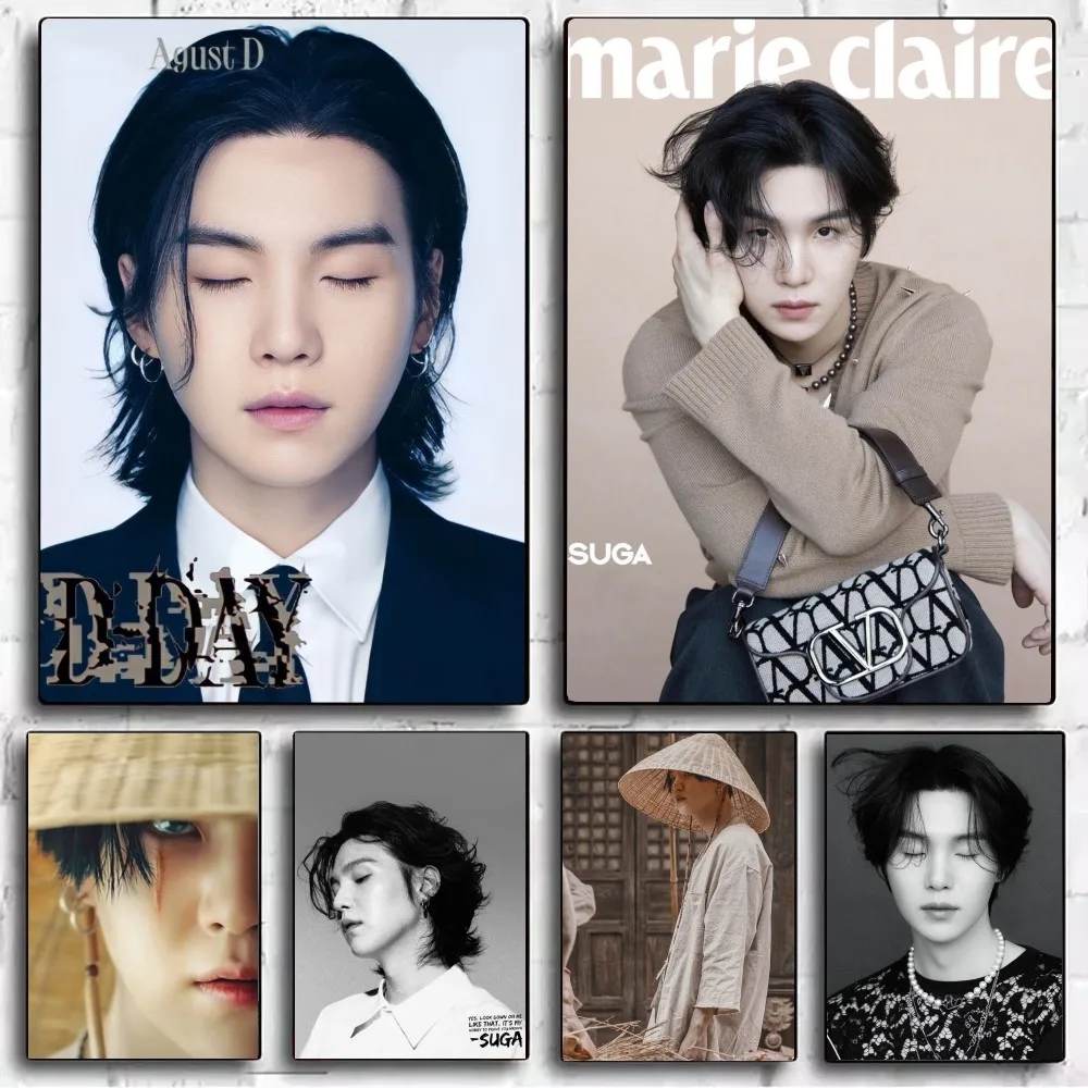 S-Suga Kpop A-Agust D постер необычная Наклейка на стену для гостиной бара винтажная