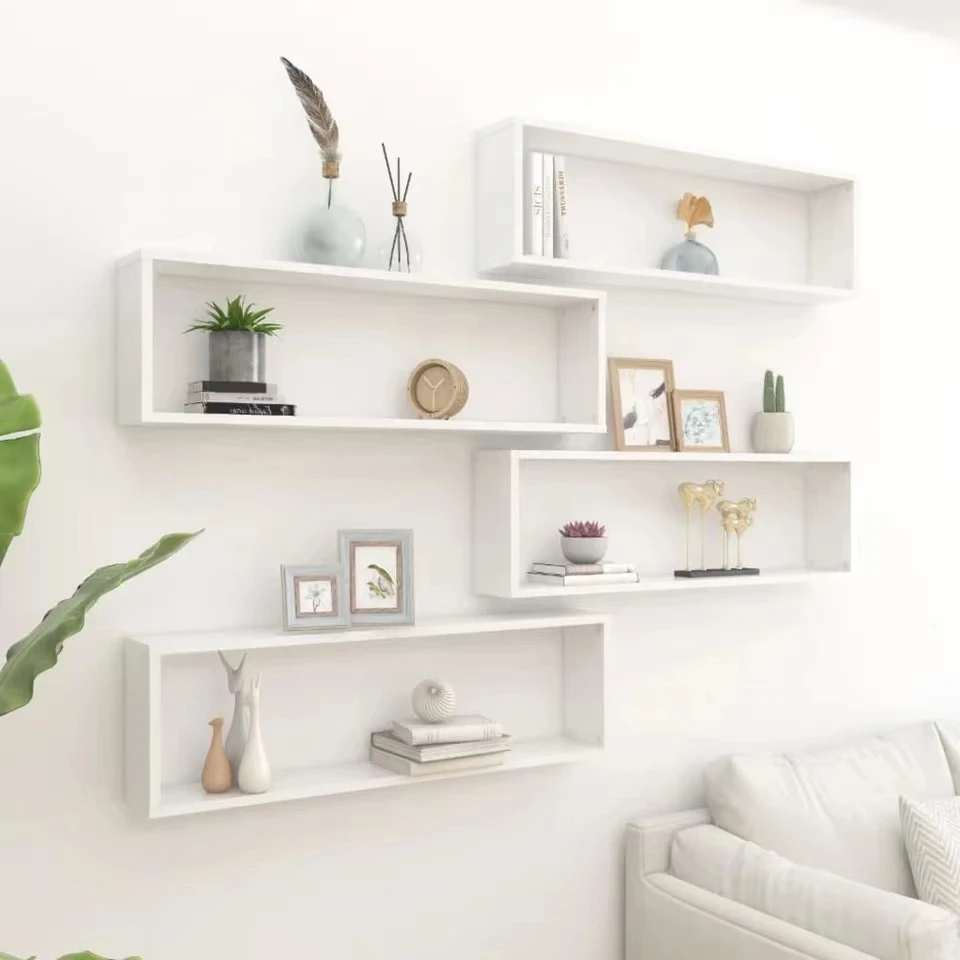 Wall cube shelves 4 pcs White 100x15x30 cm chipset