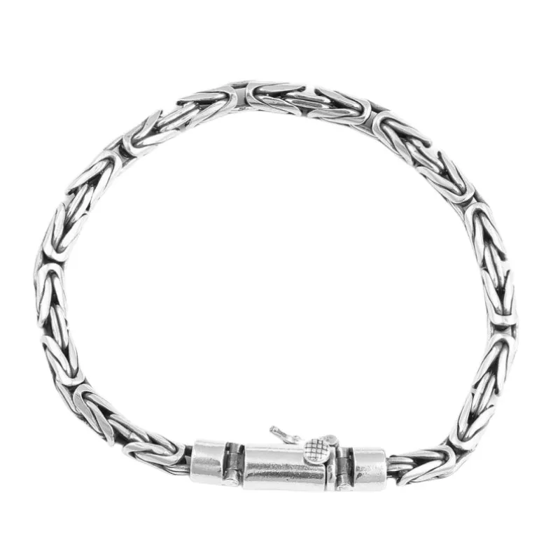 Мужской плетеный браслет из серебра 925 пробы 5 мм 7