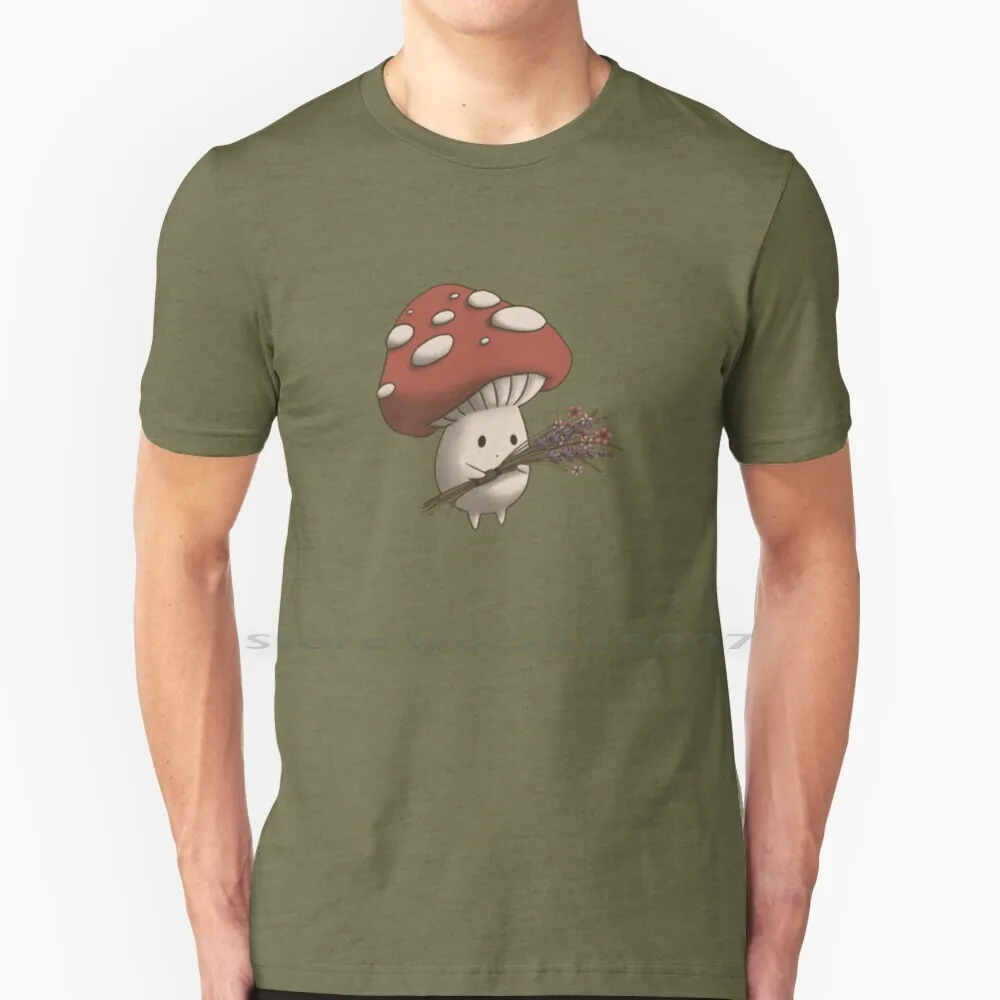 

Little Mushroom With Flowers T Shirt 100% Cotton Mushroomcore Goblincore Cottagecore Forestcore Fairycore Cute Mushroom