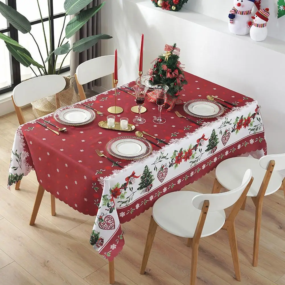 

Рождественские скатерти из полиэстера, скатерть без морщин с кисточками, обеденный стол против выцветания и узкий стол для помещений и улиц...