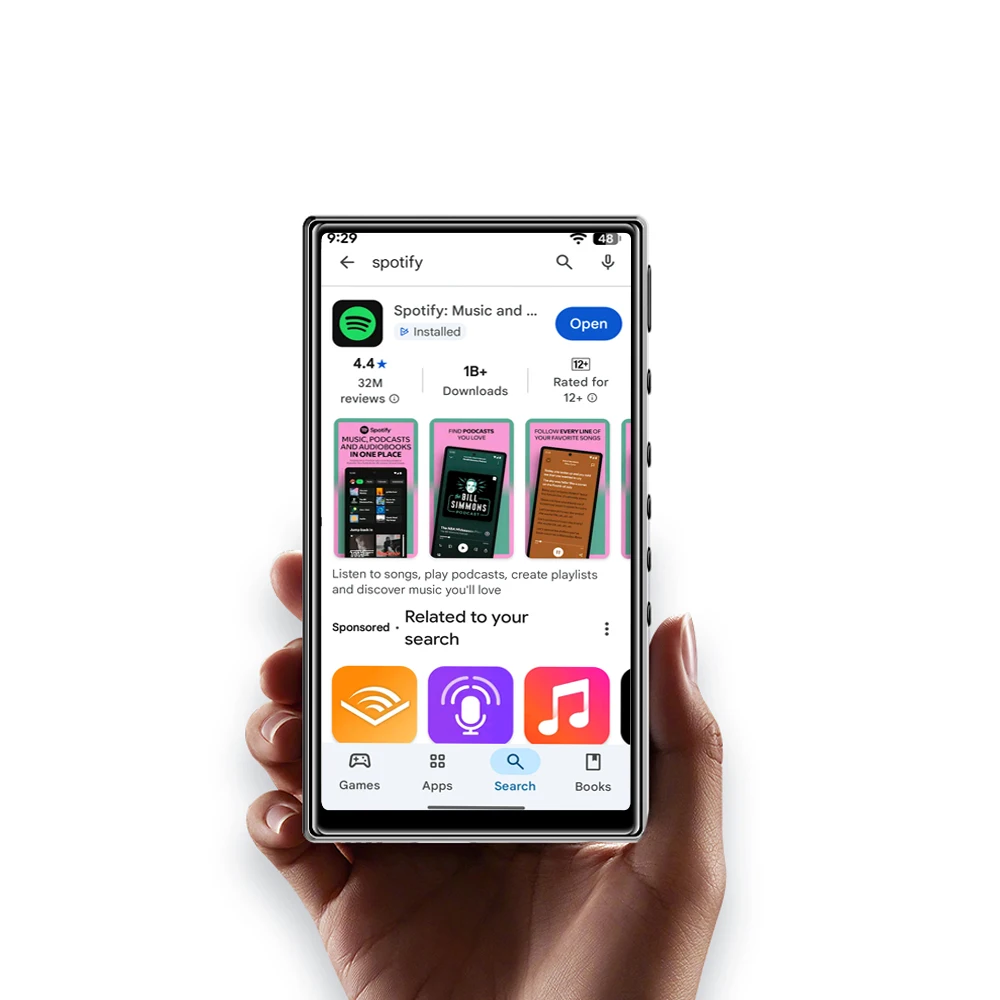 Фото MP3-плеер Famue BF85 с Wi-Fi, 4,3-дюймовым экраном, Android 13, встроенным Play Store, 4 ГБ оперативной памяти, поддержкой Spotify, Deezer и Amazon Music. №1
