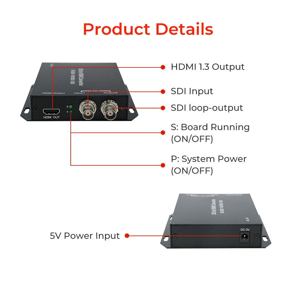 SDI to HDM Converter Support 3G HD SDI HDM output signal to audio and image embedded SDI Loopout for Camera Tester Converter enlarge