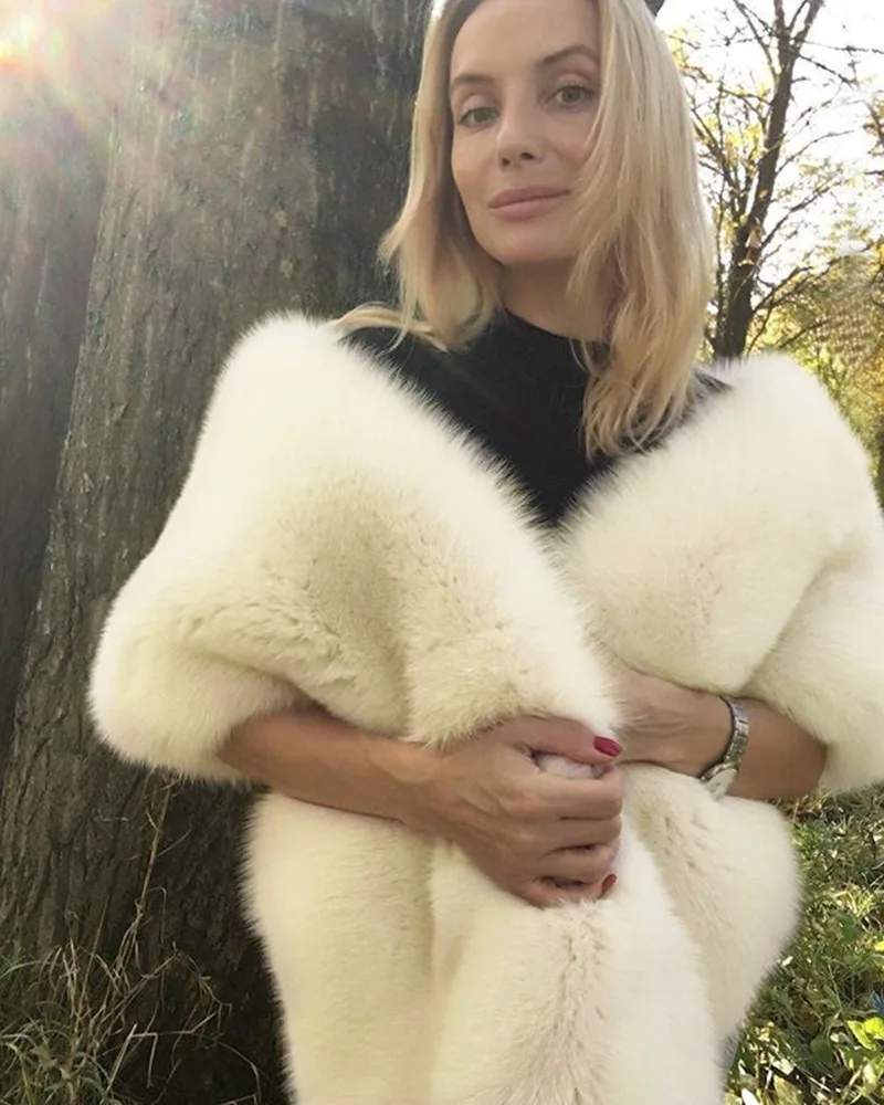 Women's Faux Fox Fur Rabbit Fur Shawl Imitation Fur Fur Collar Fur Scarf Shawl for Women Faux Fur Coat