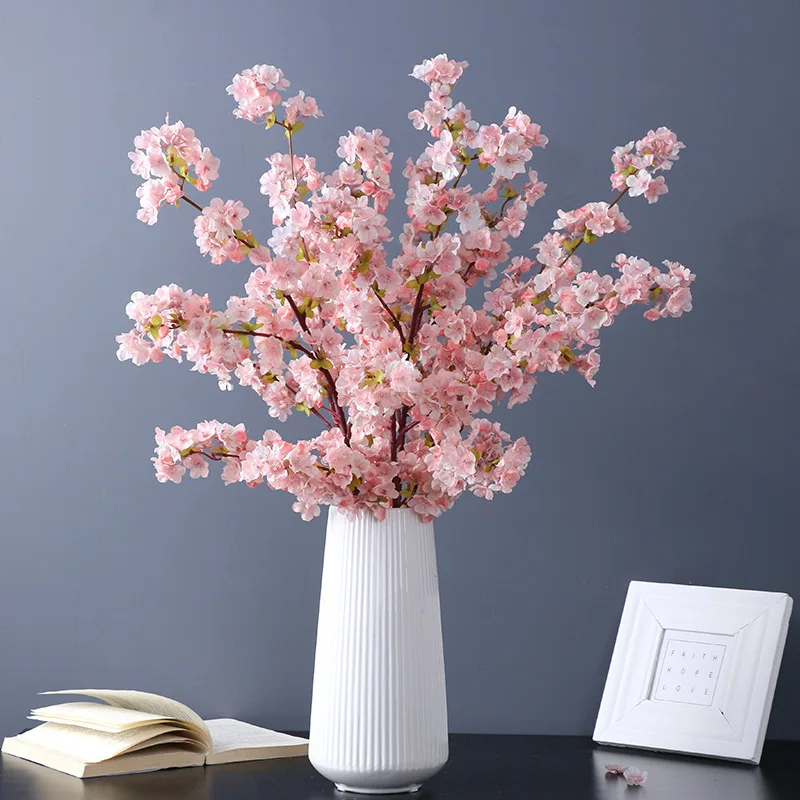 5pc Silk Artificial Flower Cherry Blossom Wedding Arch Background Decoration Accessories Home Decor Fake Photo Props - купить по
