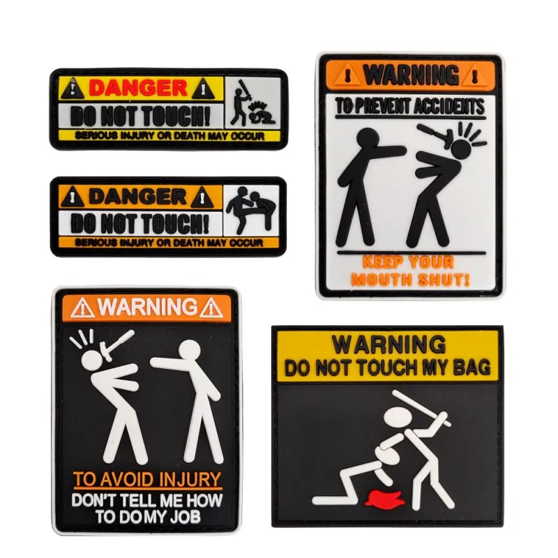 

Danger Warning Sign Patches PVC Rubber DO NOT Touch Equipment Patch Hook & Loop Military Tactical Morale Badges DIY Backpack