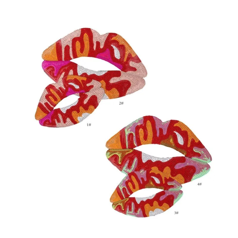 

Large Sequin Embroidery Patch Cartoon Mouth Badge Sticker Clothing Accessories Applique Bag Decoration Ironing Transfer Patch