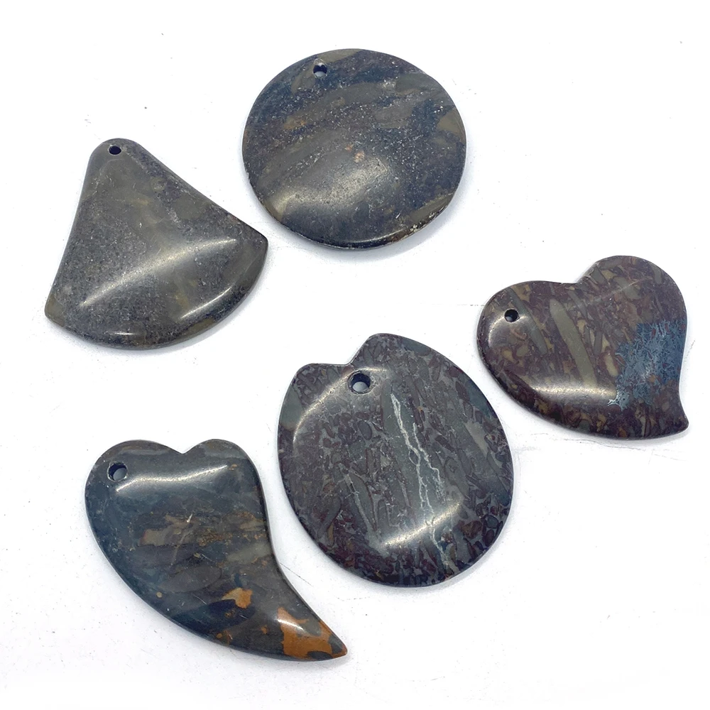 

5 Pcs Natural Stone Grey Onyx Pendant Exquisite Agate Jewelry for DIY Charm Necklace Healing Jewelry Making Supplies Accessories