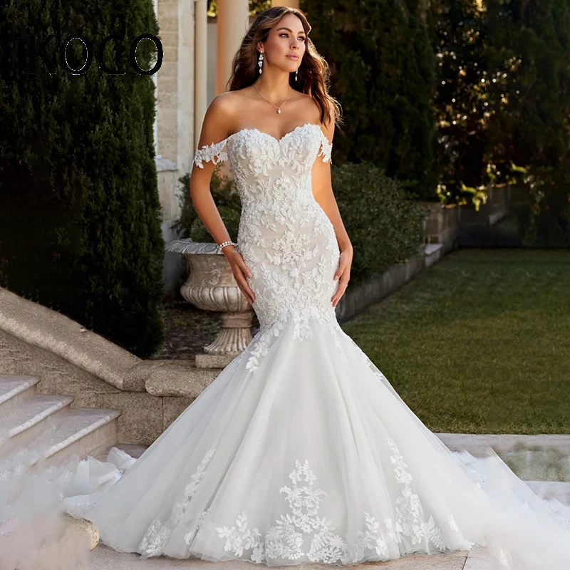 

MACDOUGAL Sexy Mermaid Wedding Dress off-the-shoulder With Lace Details Modern Mermaid Masterpiece Sweetheart Beaded Lace
