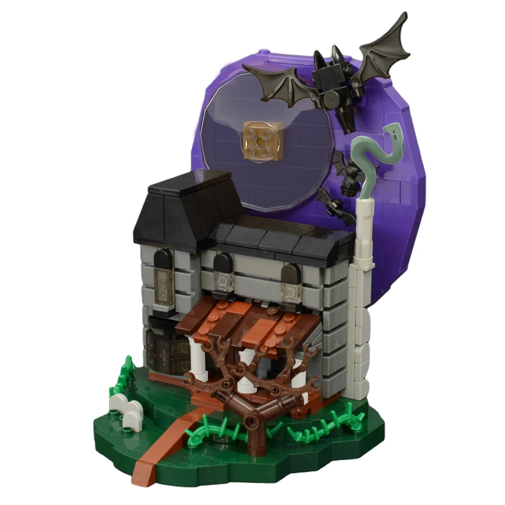 

MOC Halloween Treat House Trick Skeleton Nightmare Pumpkin Ghost Town Building Blocks Set Haunted Hut Toys Christmas Xmas Gifts