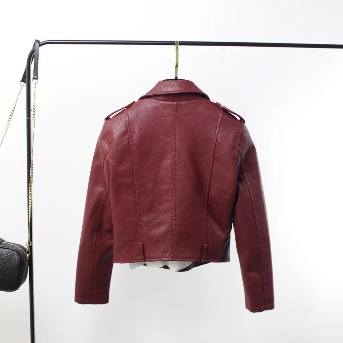 Women Fashion Zippers Faux Leather Jacket Minimalist Neutral Style Solid Motorcycle Jacket Coat PU Streetwear Autumn Winter 2023