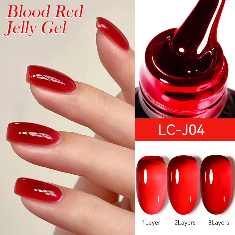 Фото LILYCUTE 7 мл Blood Red Желейный гель-лак для ногтей Молочно-белый телесный розовый полупрозрачный пудинг Soak off Зимний маникюр Nail Art УФ-гель №1