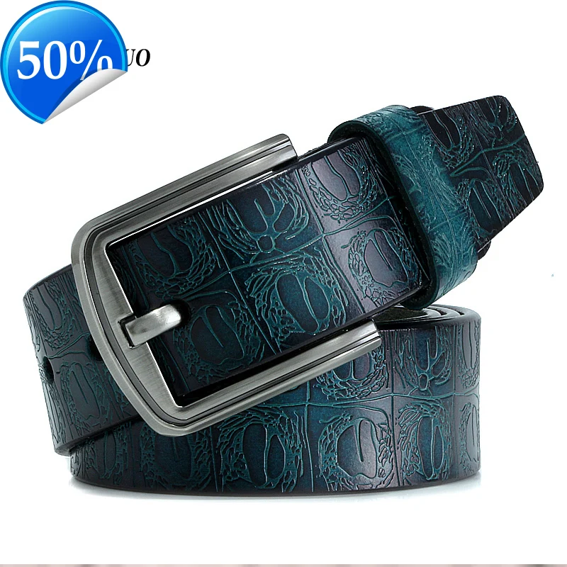 New product brand luxury design pin buckle genuine leather cowhide belt jeans belts for men business cowboy belts Hot Sale